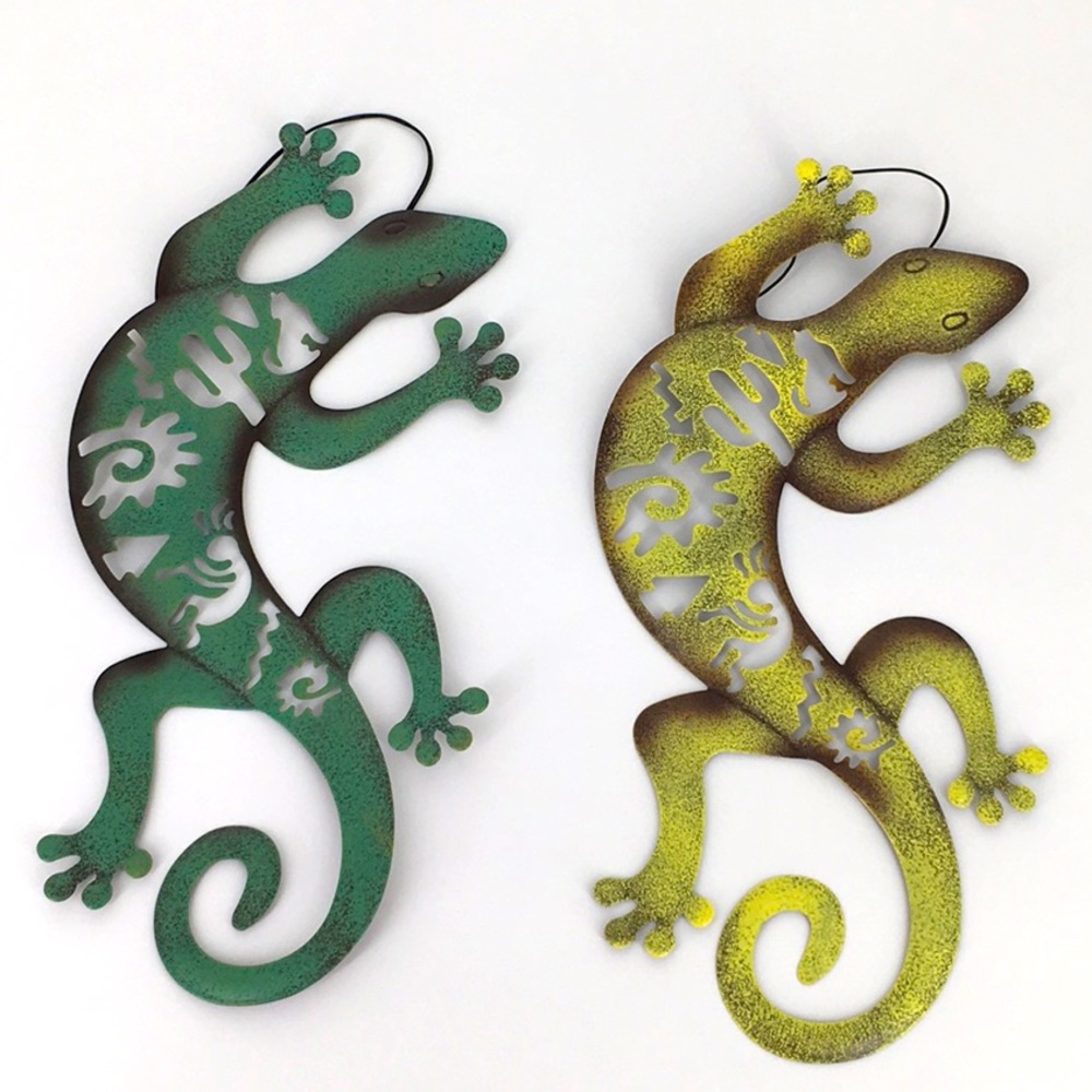 Metal Wall or Garden Art Gecko Lizards set of 2 indoor / outdoor